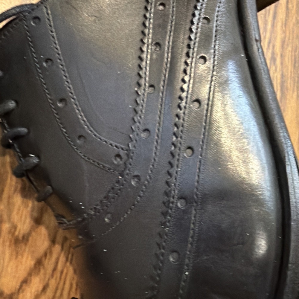 Undandy Black Leather Wingtip Brogue Oxford Dress Shoes Mens 14 EU 48 Formal - Picture 5 of 15